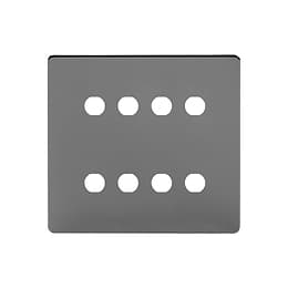 The Connaught Collection Black Nickel 8 Gang CM Circular Module Grid Switch Plate