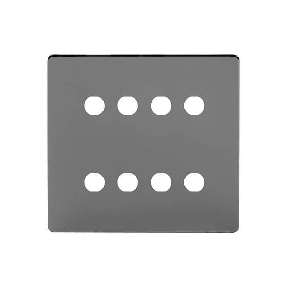 The Connaught Collection Black Nickel 8 Gang CM Circular Module Grid Switch Plate
