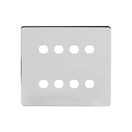 The Finsbury Collection Polished Chrome 8 Gang CM Circular Module Grid Switch Plate