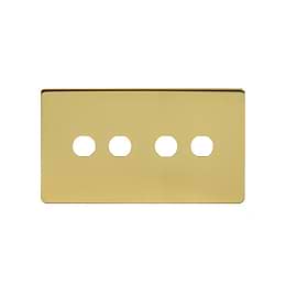 Soho Lighting Brushed Brass 4 Gang Toggle Plates  Screwless