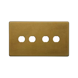 The Belgravia Collection Old Brass 4 Gang LT3 Toggle Plate ONLY