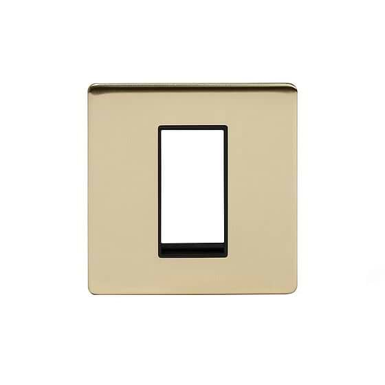 Soho Lighting Brushed Brass Single Data Plate 1 Module Black Insert Screwless