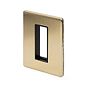 The Savoy Collection Brushed Brass Black Insert 1 x25mm EM-Euro Module Faceplate