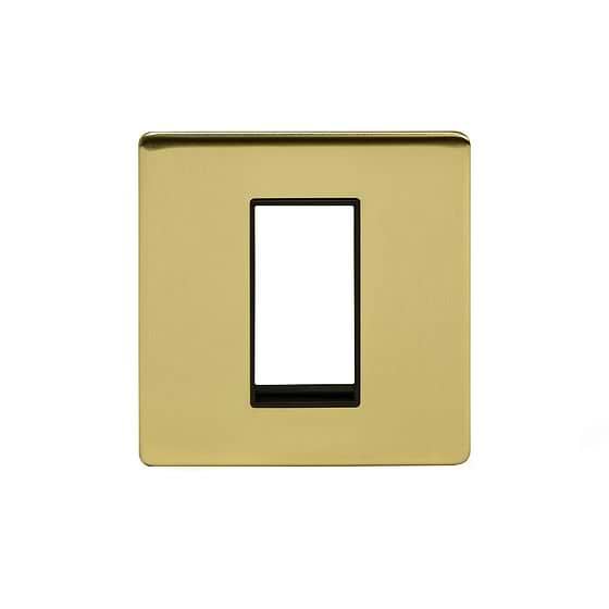 The Savoy Collection Brushed Brass Black Insert 1 x25mm EM-Euro Module Faceplate