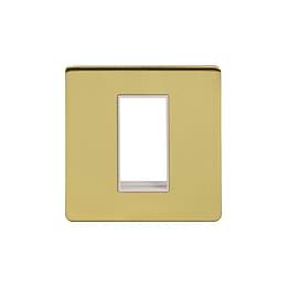 Soho Lighting Brushed Brass Single Data Plate 1 Module Wht Ins Screwless