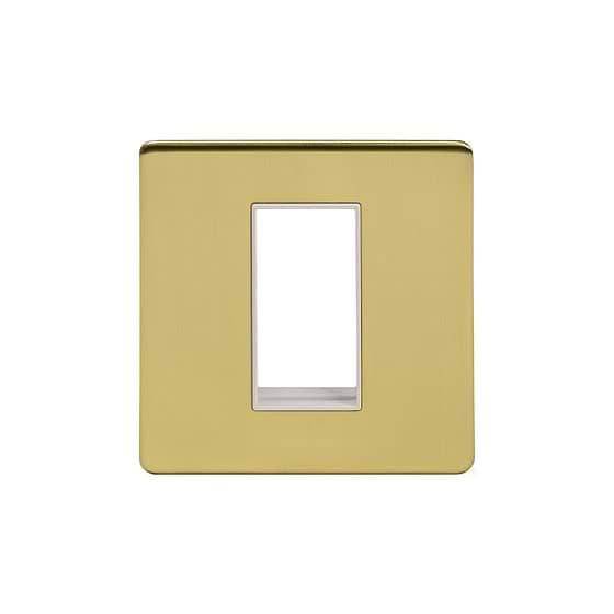 The Savoy Collection Brushed Brass White Insert 1 x25mm EM-Euro Module Faceplate