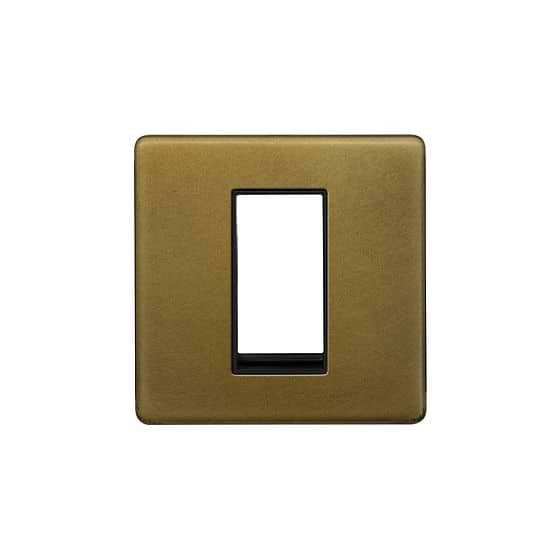 The Belgravia Collection Old Brass 1 x25mm EM-Euro Module Faceplate