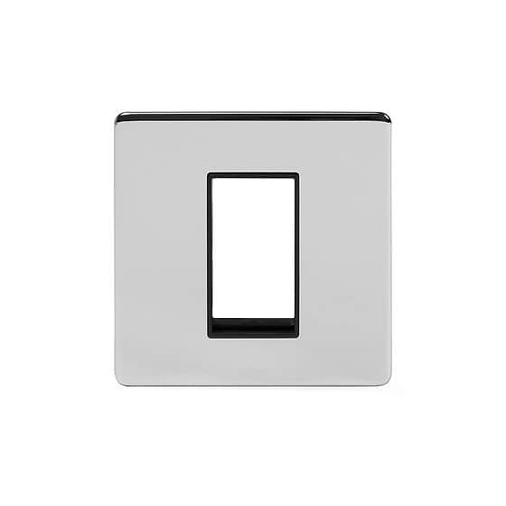 Soho Lighting Polished Chrome Single Data Plate 1 Module Blk Ins Screwless