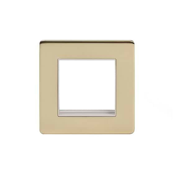 Soho Lighting Brushed Brass Single Data Plate 2 Modules Wht Ins Screwless