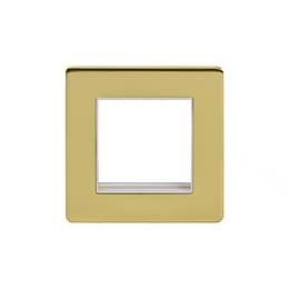 Soho Lighting Brushed Brass Single Data Plate 2 Modules Wht Ins Screwless