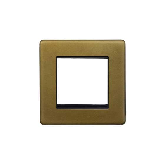 The Belgravia Collection Old Brass 2 x25mm EM-Euro Module Faceplate