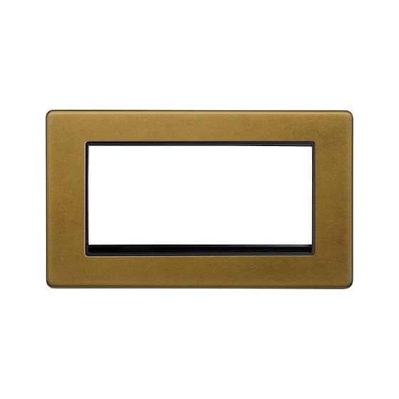 The Belgravia Collection Old Brass 4 x25mm EM-Euro Module Faceplate