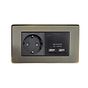 The Charterhouse Collection Antique Brass 2 Gang European Schuko Socket with USB Screwless