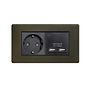 The Eton Collection Bronze 2 Gang European Schuko Socket with USB Screwless