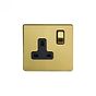The Savoy Collection Brushed Brass 1 Gang DP Socket Black Ins 13A Screwless