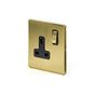 The Savoy Collection Brushed Brass 1 Gang DP Socket Black Ins 13A Screwless