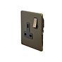 The Eton Collection Bronze 13A 1 Gang Switched Socket, DP Black Inserts Screwless