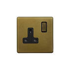 Old Brass 13A 1 Gang Socket
