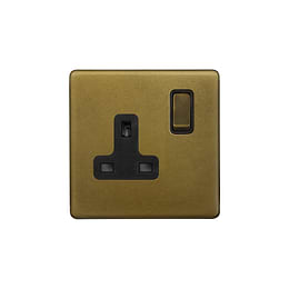 Old Brass 13A 1 Gang Socket
