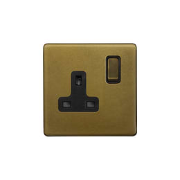 The Belgravia Collection Old Brass 1 Gang Double Pole Socket Single 13A