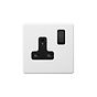 Soho Lighting Primed Paintable 1 Gang Socket 13A Double Pole with Matt Black Switch