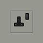 Soho Lighting Primed Paintable 1 Gang Socket 13A Double Pole with Matt Black Switch