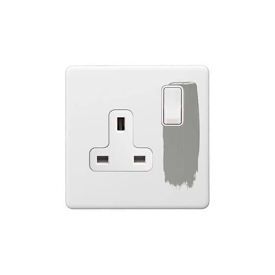 Soho Lighting Primed Paintable 1 Gang Socket 13A Double Pole with White Switch