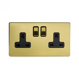 Brushed Brass 2 Gang Socket