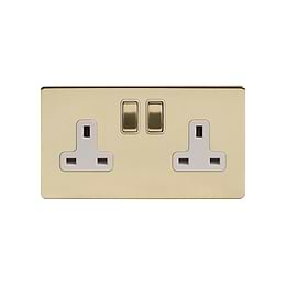 Soho Lighting Brushed Brass 13A 2 Gang Switched Socket