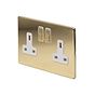 The Savoy Collection Brushed Brass & White Insert 2 Gang Socket Double Pole 13A