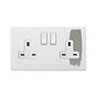 Soho Lighting Primed Paintable 2 Gang Socket 13A Double Pole with with White Switch