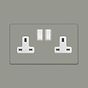 Soho Lighting Primed Paintable 2 Gang Socket 13A Double Pole with with White Switch