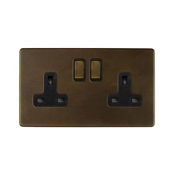 The Westminster Collection Vintage Brass 2 Gang Double Pole Socket 13A