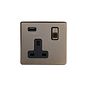 The Charterhouse Collection  1 Gang 13A SP Socket with USB-A 2.1A Antique Brass