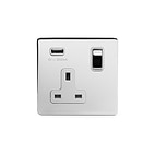 The Finsbury Collection Polished Chrome 1 Gang 13A SP Socket with USB-A 2.1A