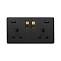 The Camden Collection Matt Black & Brushed Brass 2 Gang 13A SP Socket with 2 x USB-A 3.1A