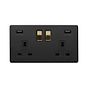 The Camden Collection Matt Black & Brushed Brass 2 Gang 13A SP Socket with 2 x USB-A 3.1A