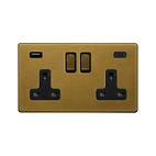 The Belgravia Collection Old Brass 2 Gang USB A+C Socket (13A Socket + 2 USB Ports A+C 3.1A)