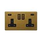 The Belgravia Collection Old Brass 2 Gang USB A+C Socket (13A Socket + 2 USB Ports A+C 3.1A)