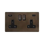 Vintage Brass 2 Gang USB C Socket
