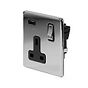 The Finsbury Collection Polished Chrome 1 Gang 13A DP Socket with USB-A 2.1A