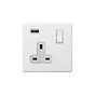 Soho Lighting Primed Paintable 13A 1 Gang Double Pole Switched USB Socket (USB Output 2.1amp) with White Switch
