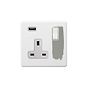 Soho Lighting Primed Paintable 13A 1 Gang Double Pole Switched USB Socket (USB Output 2.1amp) with White Switch