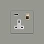 Soho Lighting Primed Paintable 13A 1 Gang Double Pole Switched USB Socket (USB Output 2.1amp) with Brushed Brass Switch with White Insert