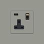 Soho Lighting Primed Paintable 13A 1 Gang Double Pole Switched USB Socket (USB Output 2.1amp) with Antique Brass Switch