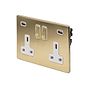 The Savoy Collection Brushed Brass  2 Gang 13A DP Socket with 2 x USB-A 4.8A
