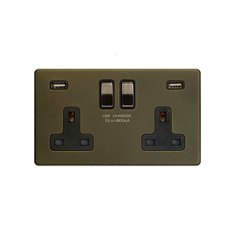 The Eton Collection Bronze 2 Gang 13A DP Socket with 2 x USB-A 4.8A 