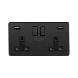 Matt Black 2 Gang usb socket