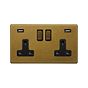 The Belgravia Collection Old Brass  2 Gang 13A DP Socket with 2 x USB-A 4.8A
