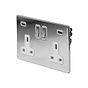 The Finsbury Collection Polished Chrome 2 Gang 13A DP Socket with 2 x USB-A 4.8A